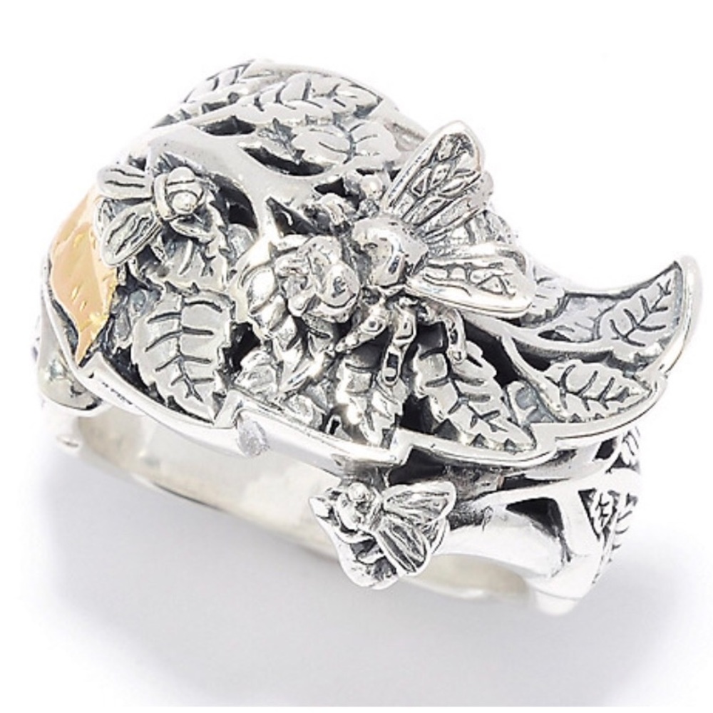 Samuel B Artisan Silver ring with 18k gold accents